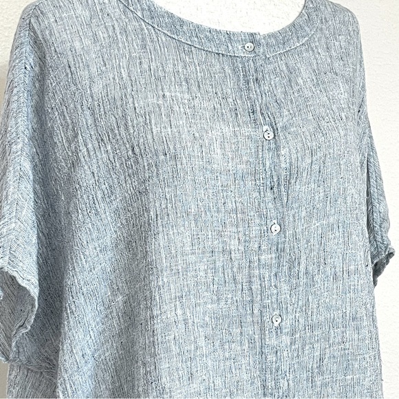 Tahari Oversized Lagenlook Linen Cross-Dye Top Size Small - Picture 4 of 7